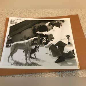 Bob Barker photo black/white with dogs